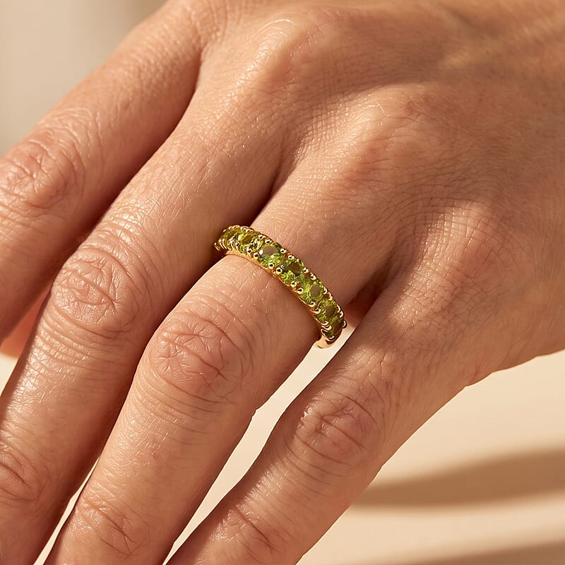 EverTrue Hebei Peridot 1.15 ctw Band Ring in 18K YG Plated (Size 8.0)