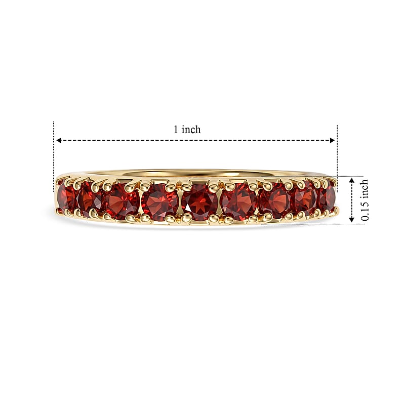 EverTrue Mozambique Garnet 1.15 ctw Band Ring in 18K YG Plated (Size 9.0)