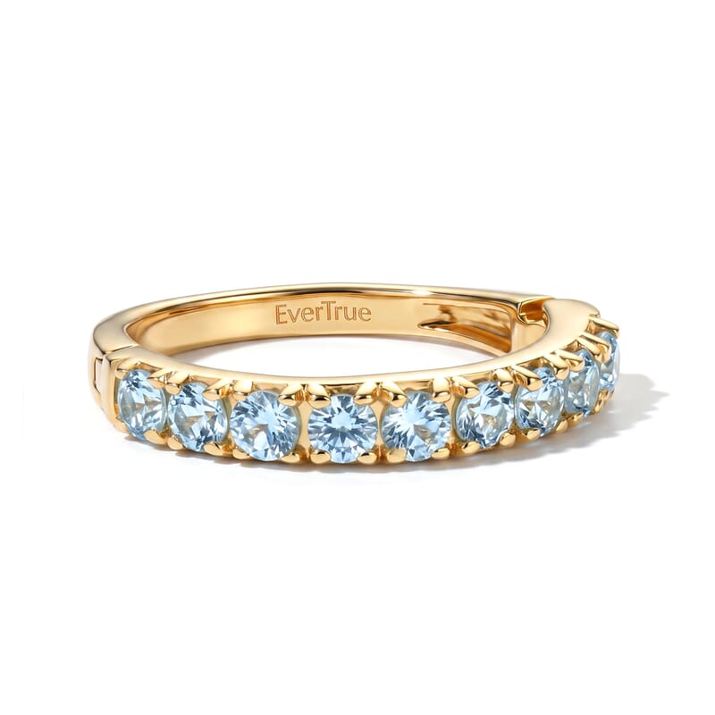 EverTrue Sky Blue Topaz 1.25 ctw Band Ring in 18K YG Plated (Size 7.0)