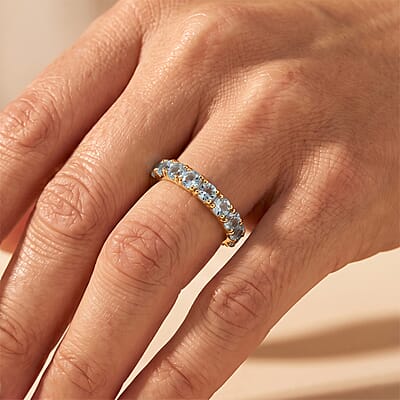 EverTrue Sky Blue Topaz 1.25 ctw Band Ring in 18K YG Plated (Size 7.0)