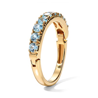 EverTrue Sky Blue Topaz 1.25 ctw Band Ring in 18K YG Plated (Size 7.0)