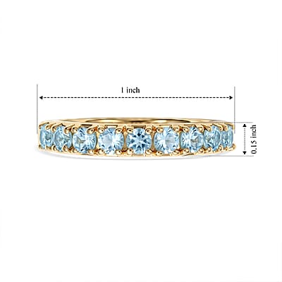 EverTrue Sky Blue Topaz 1.25 ctw Band Ring in 18K YG Plated (Size 7.0)