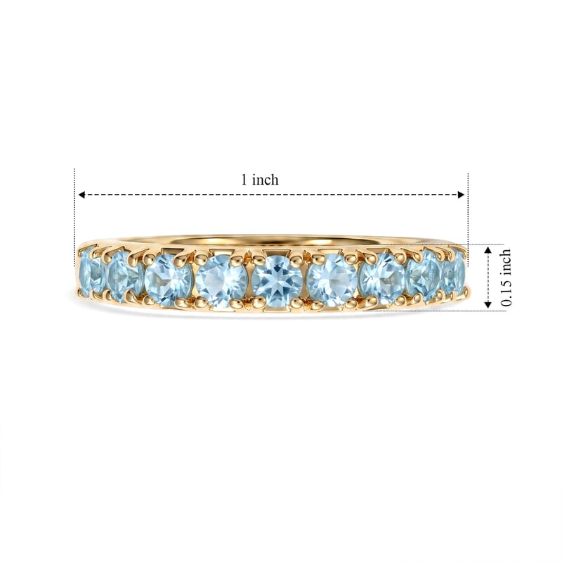 EverTrue Sky Blue Topaz 1.25 ctw Band Ring in 18K YG Plated (Size 7.0)