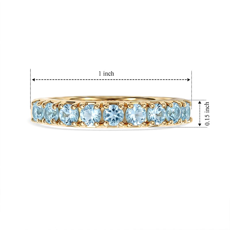EverTrue Sky Blue Topaz 1.25 ctw Band Ring in 18K YG Plated (Size 7.0)
