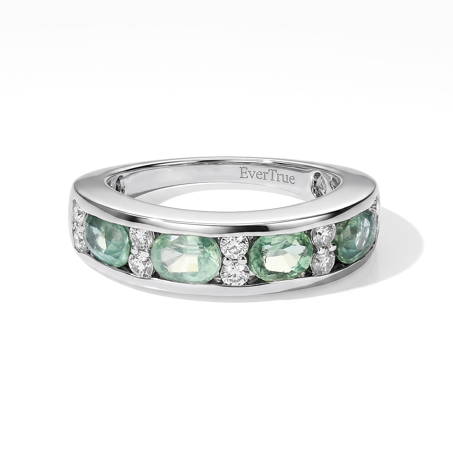 EverTrue Green Kyanite and Moissanite 2.15 ctw Band Ring in Platinum Bond (Size 6.0)