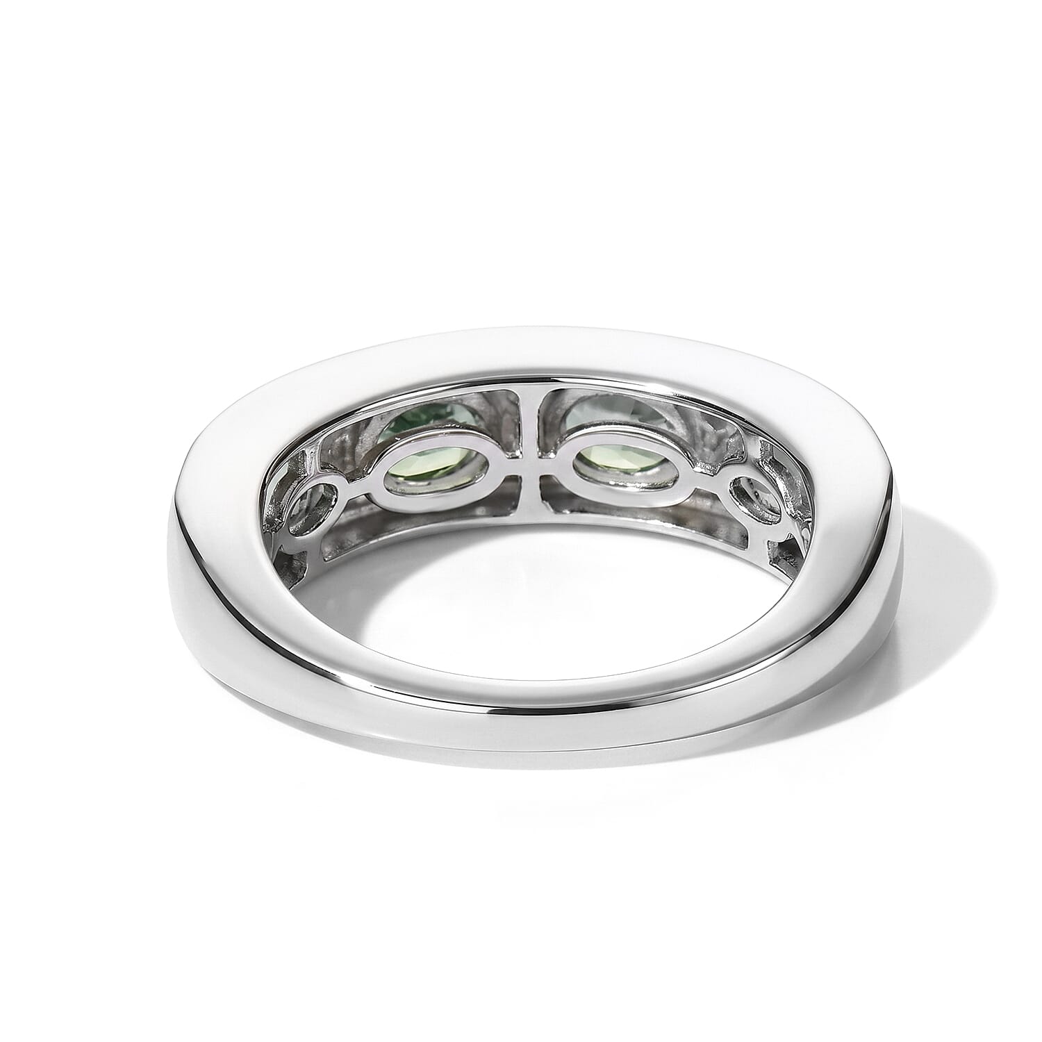 EverTrue Green Kyanite and Moissanite 2.15 ctw Band Ring in Platinum Bond (Size 6.0)
