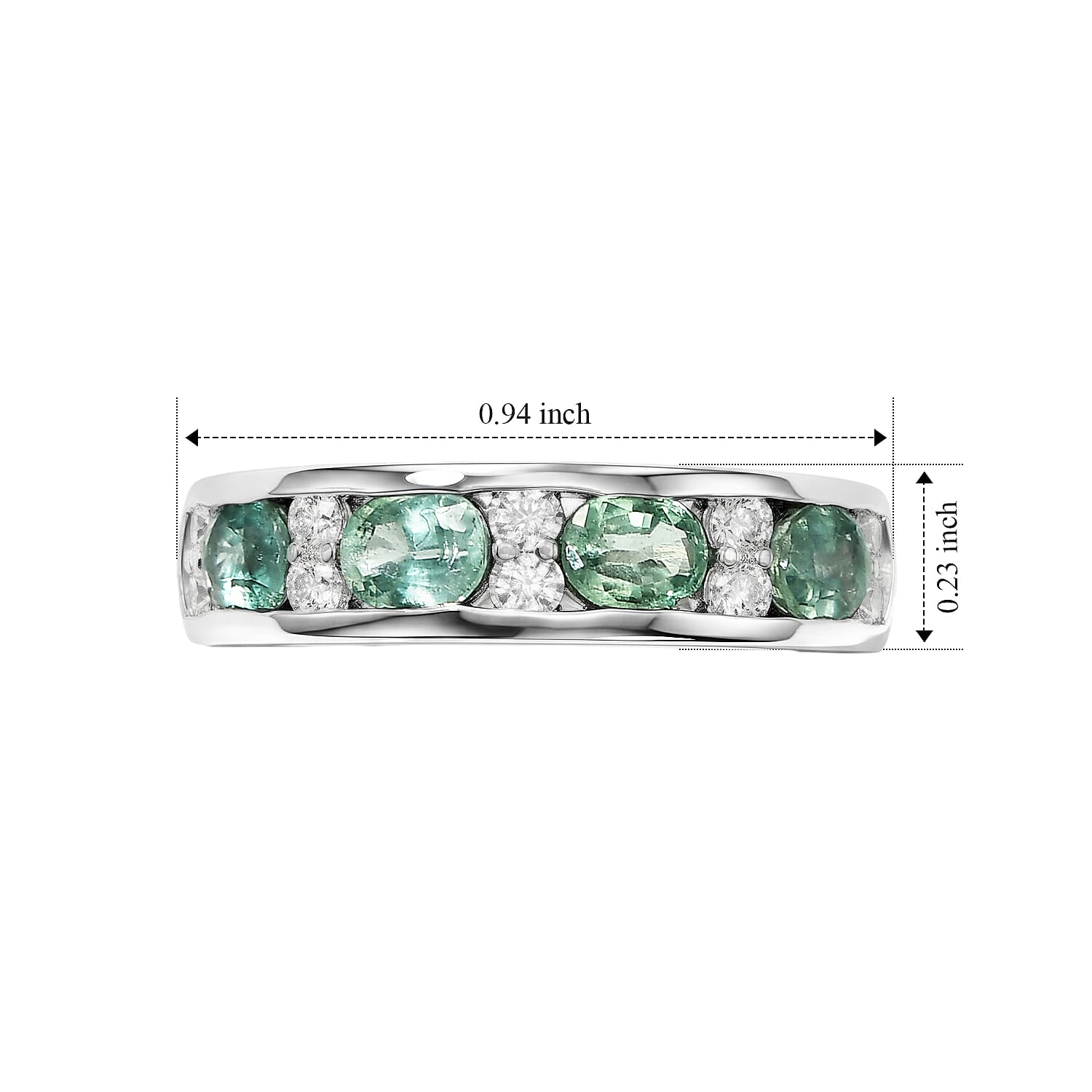 EverTrue Green Kyanite and Moissanite 2.15 ctw Band Ring in Platinum Bond (Size 6.0)