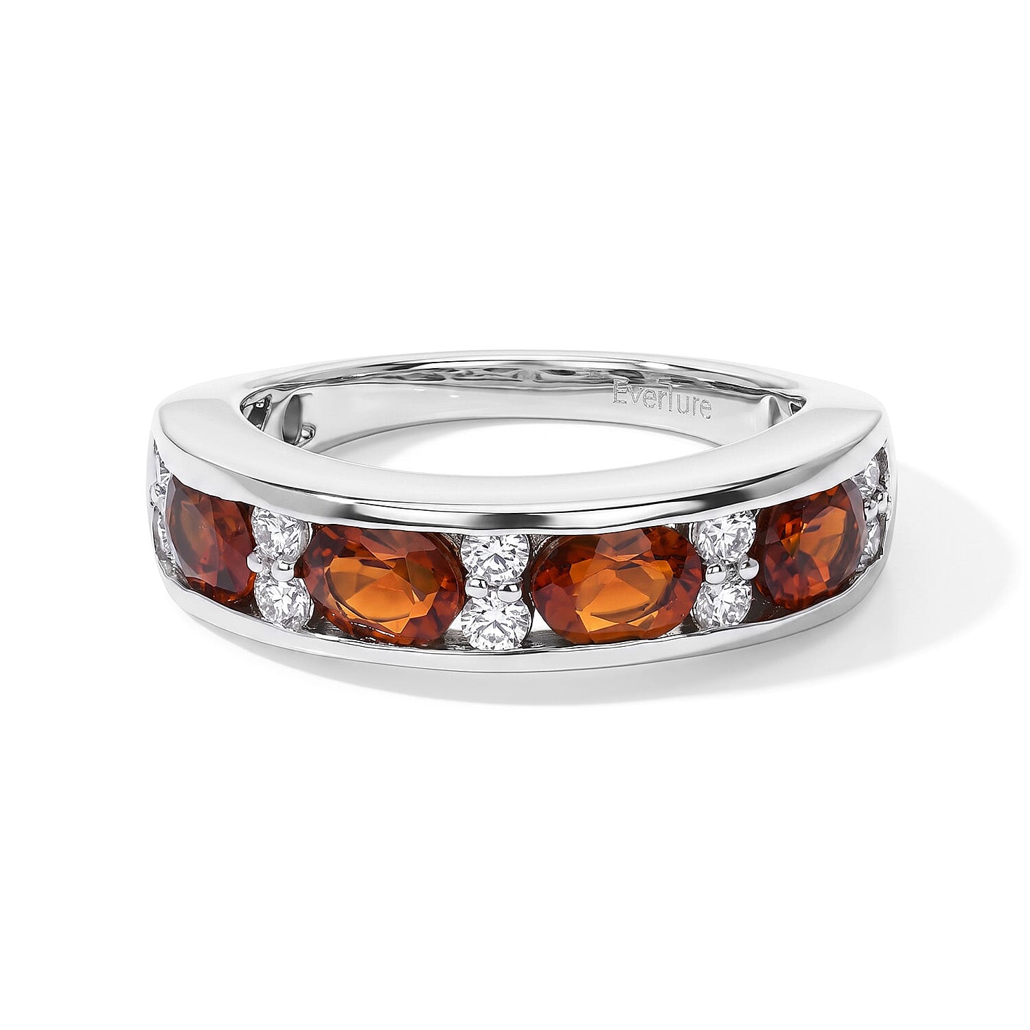 EverTrue Cherry Citrine and Moissanite 1.50 ctw Band Ring in Platinum Bond (Size 6.0)