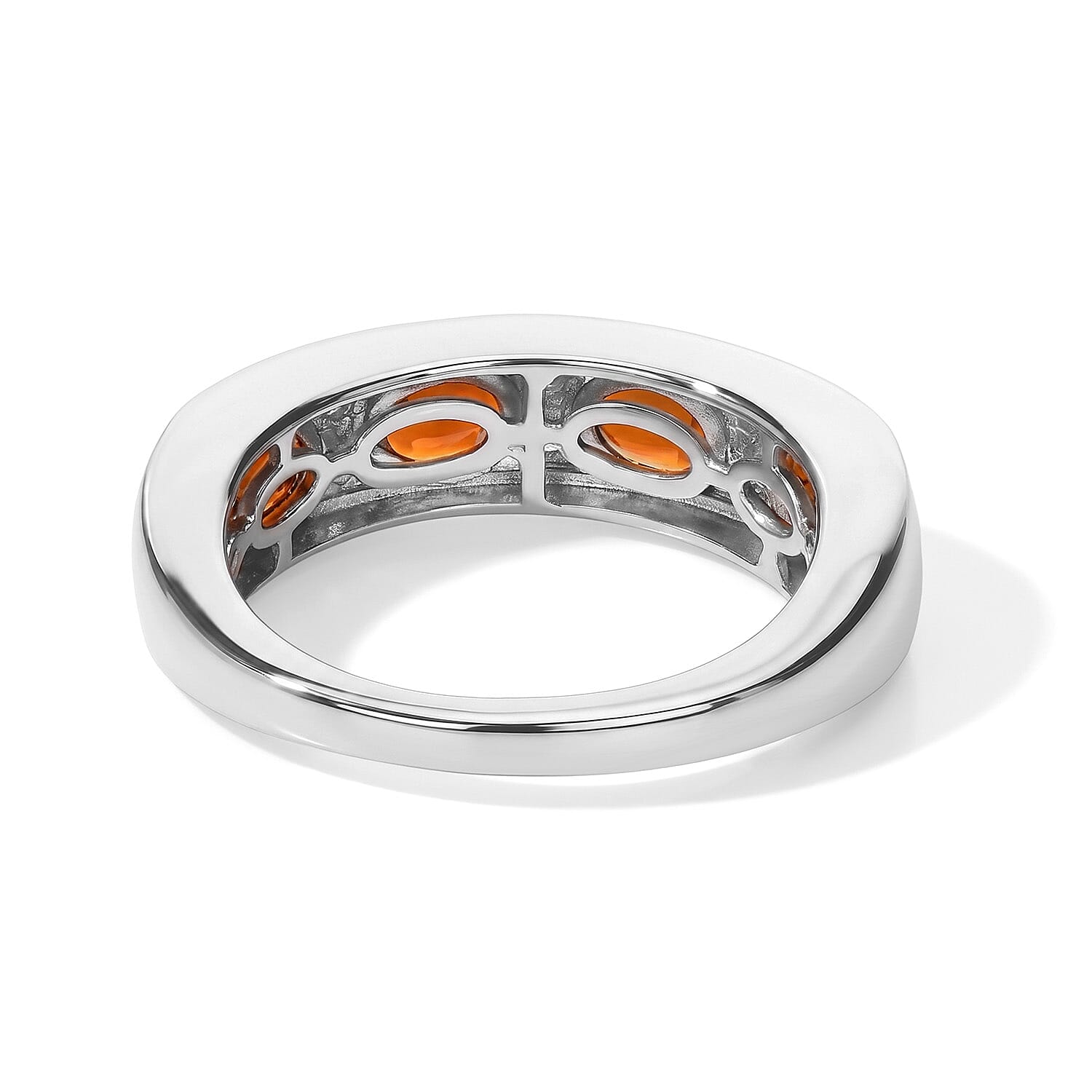 EverTrue Cherry Citrine and Moissanite 1.50 ctw Band Ring in Platinum Bond (Size 6.0)