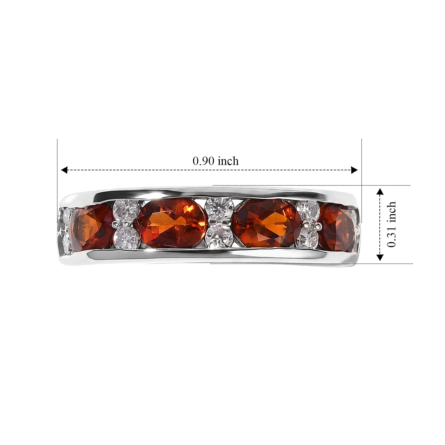 EverTrue Cherry Citrine and Moissanite 1.50 ctw Band Ring in Platinum Bond (Size 6.0)