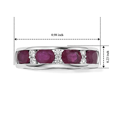 EverTrue Niassa Ruby (FF) and Moissanite 2.40 ctw Band Ring in Platinum Bond (Size 7.0)
