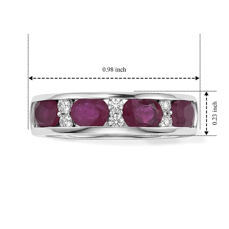 EverTrue Niassa Ruby (FF) and Moissanite 2.40 ctw Band Ring in Platinum Bond (Size 8.0)