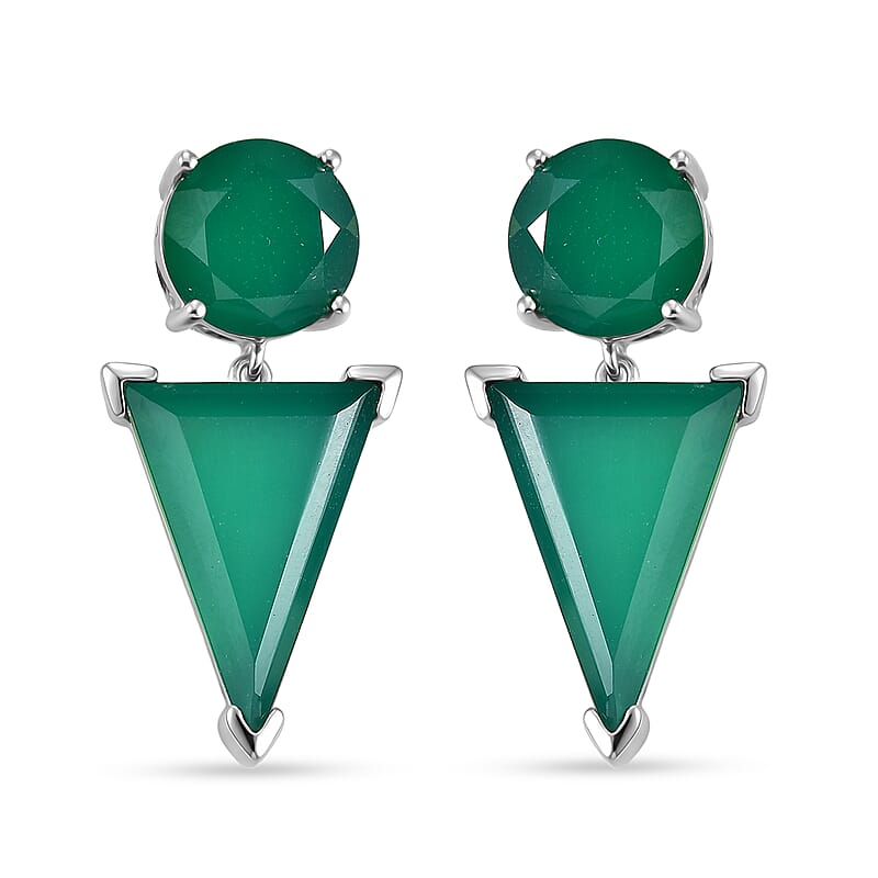 EverTrue Green Onyx 18.50 ctw Stud Earrings in Platinum Bond