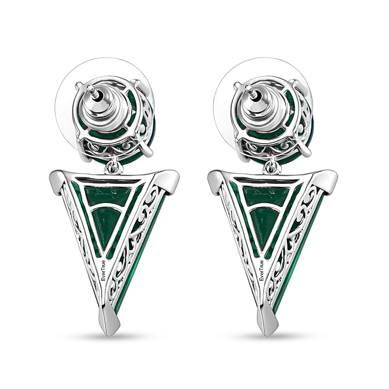 EverTrue Green Onyx 18.50 ctw Stud Earrings in Platinum Bond