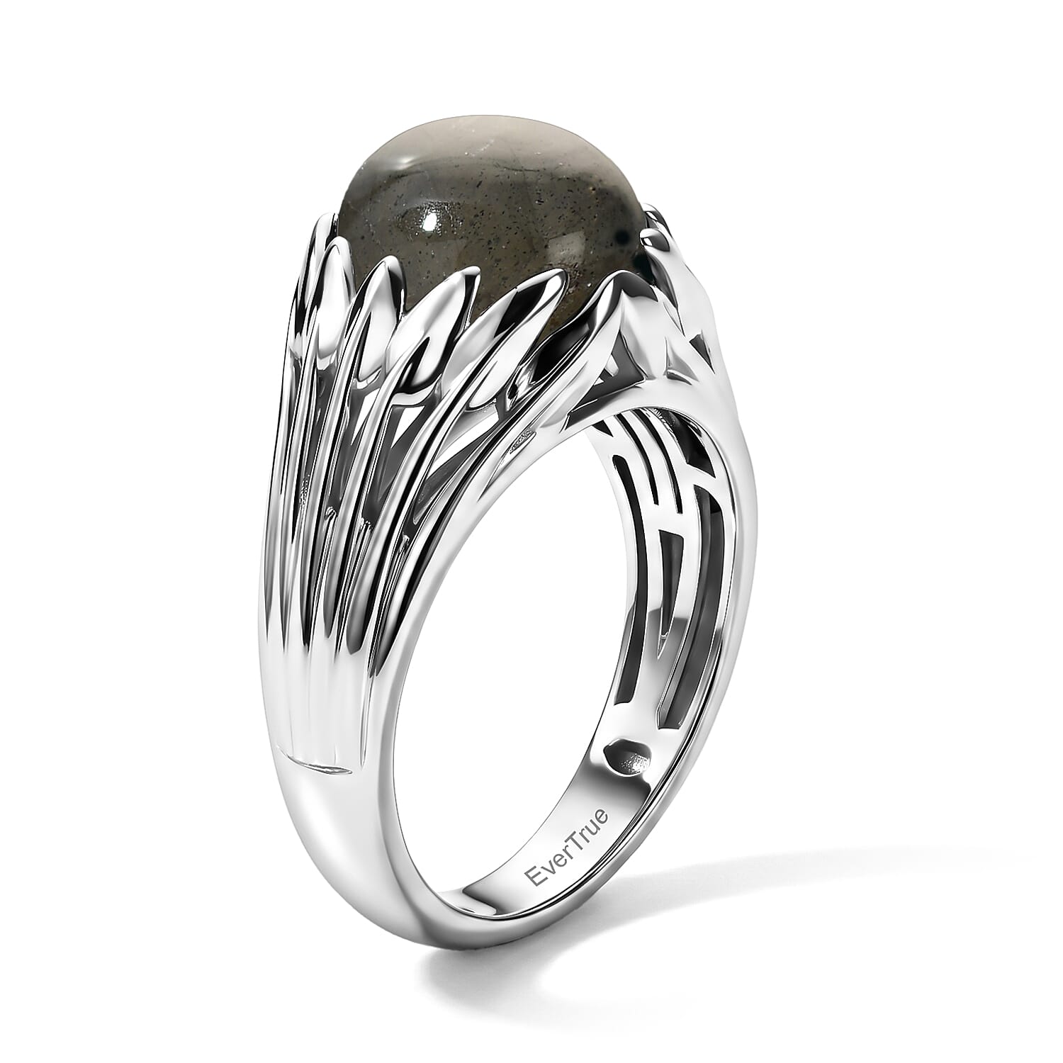 EverTrue Malagasy Labradorite 3.50 ctw Ring in Platinum Bond (Size 10.0)