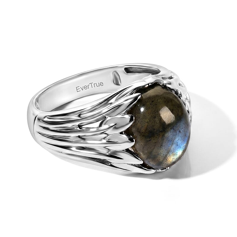EverTrue Malagasy Labradorite 3.50 ctw Ring in Platinum Bond (Size 9.0)