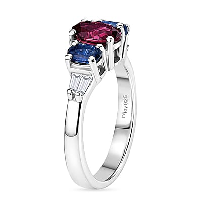 D'Joy Tanzanian Wine Garnet and Multi Gemstone 1.90 ctw Ring in Platinum Over Sterling Silver (Size  6.0)