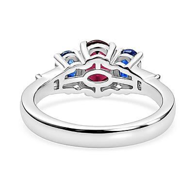 D'Joy Tanzanian Wine Garnet and Multi Gemstone 1.90 ctw Ring in Platinum Over Sterling Silver (Size  6.0)