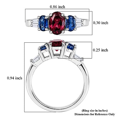 D'Joy Tanzanian Wine Garnet and Multi Gemstone 1.90 ctw Ring in Platinum Over Sterling Silver (Size  6.0)