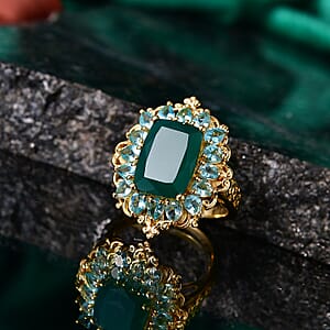 EverTrue Verde Onyx and Apatite 9.10 ctw Cluster Ring in 18K YG Plated (Size 8.0)