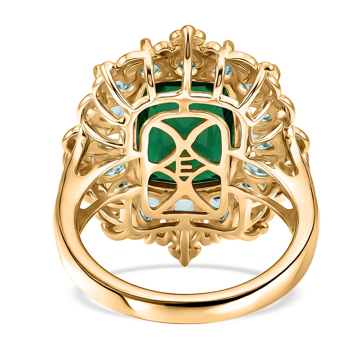 EverTrue Verde Onyx and Apatite 9.10 ctw Cluster Ring in 18K YG Plated (Size 8.0) image number 4