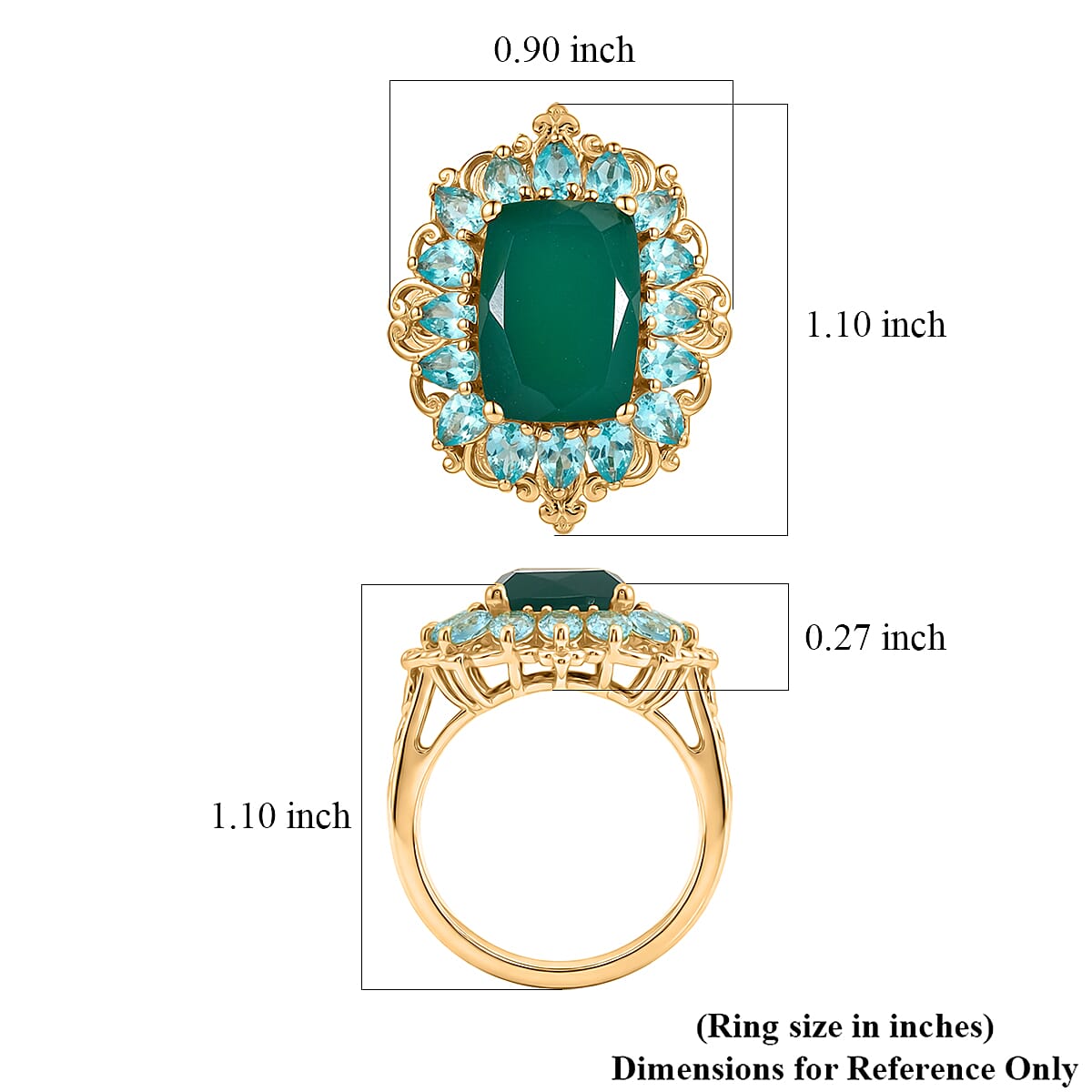 EverTrue Verde Onyx and Apatite 9.10 ctw Cluster Ring in 18K YG Plated (Size 8.0) image number 5