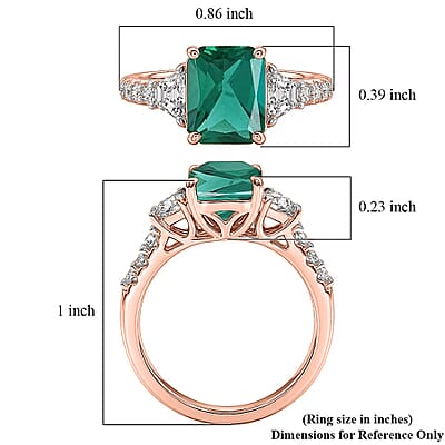 D'Joy Lab Grown Emerald and Moissanite 3.10 ctw Ring in 18K Vermeil Rose Gold Over Sterling Silver (Size 10.0)