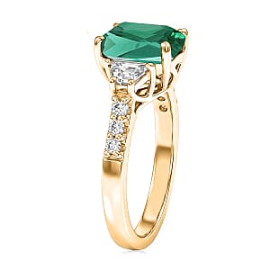 D'Joy Lab Grown Emerald and Moissanite 3.10 ctw Ring in 18K Vermeil Yellow Gold Over Sterling Silver (Size 10.0)
