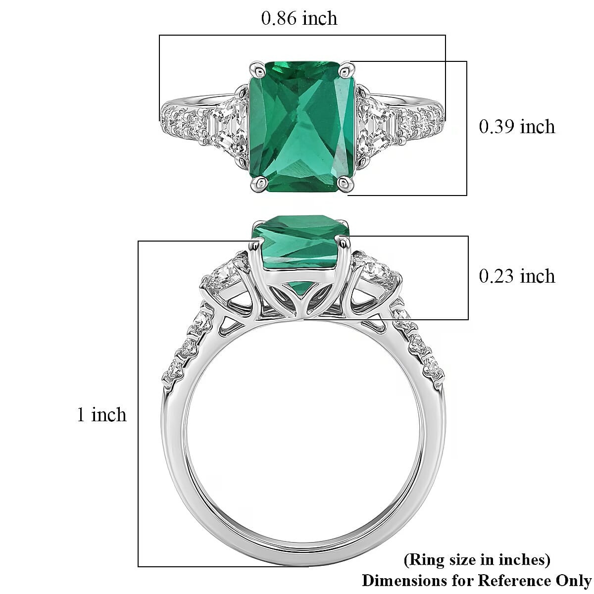 D'Joy Lab Grown Emerald and Moissanite 3.10 ctw Ring in Rhodium Over Sterling Silver (Size 7.0) image number 5