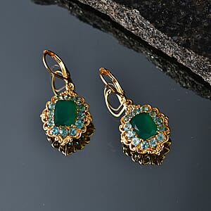EverTrue Verde Onyx and Apatite 6.25 ctw Petal Bloom Earrings in 18K YG Plated