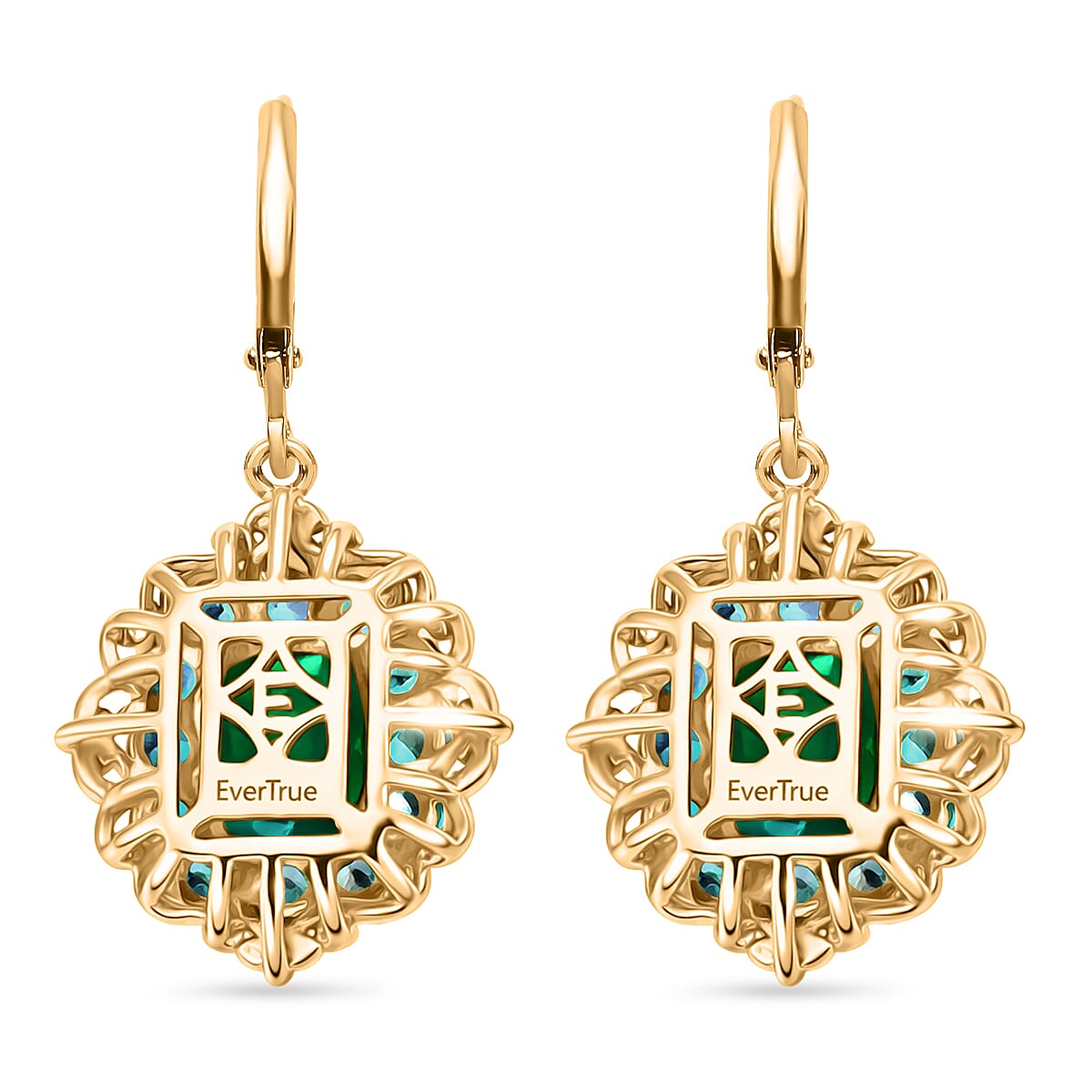 EverTrue Verde Onyx and Apatite 7.10 ctw Petal Bloom Earrings in 18K YG Plated