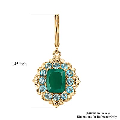 EverTrue Verde Onyx and Apatite 7.10 ctw Petal Bloom Earrings in 18K YG Plated