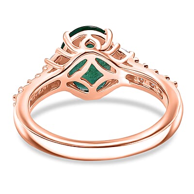 D'Joy Lab Grown Emerald and Moissanite 2.90 ctw Ring in 18K Vermeil Rose Gold Over Sterling Silver (Size 10.0)