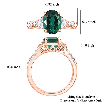 D'Joy Lab Grown Emerald and Moissanite 2.90 ctw Ring in 18K Vermeil Rose Gold Over Sterling Silver (Size 10.0)