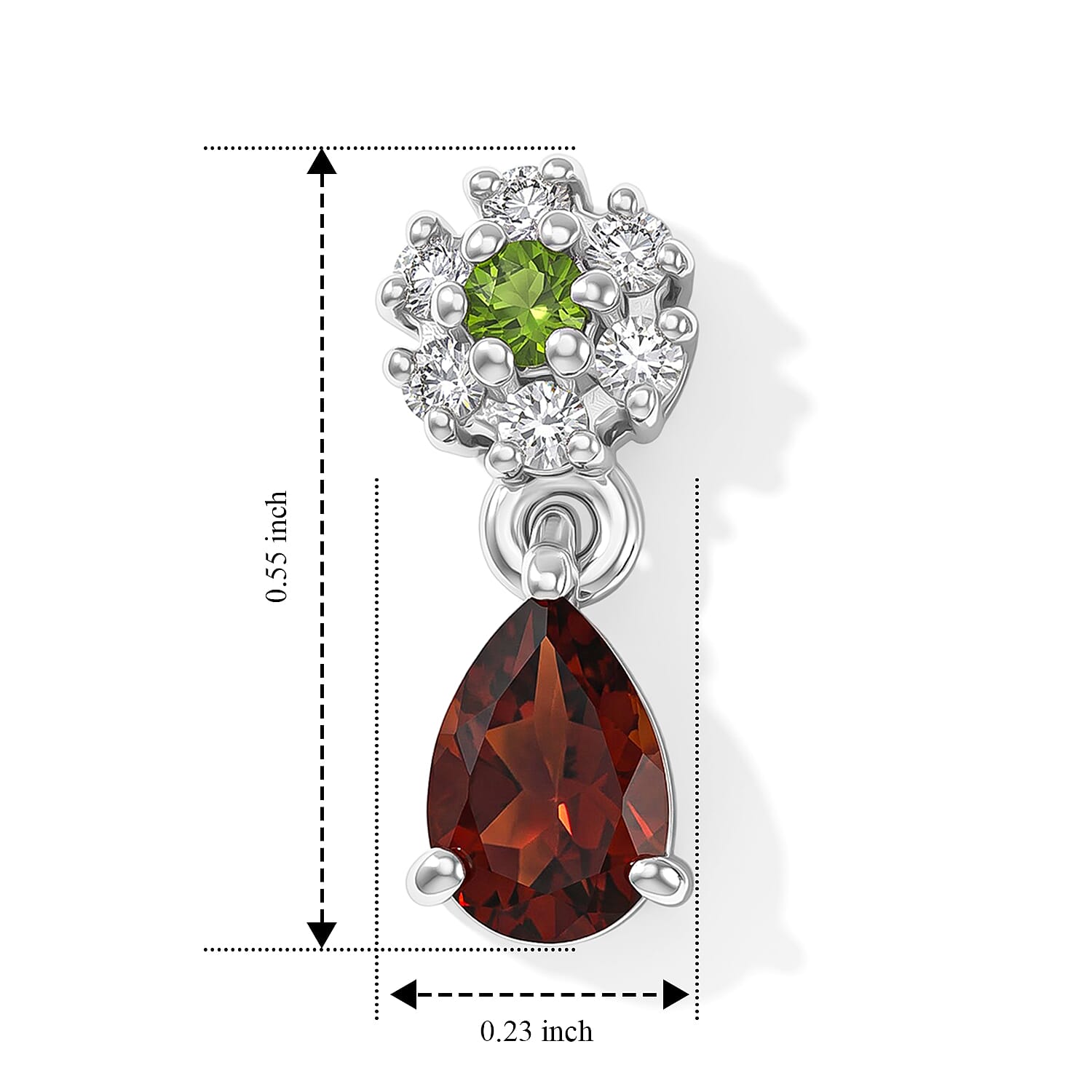 EverTrue Premium Cherry Citrine and Multi Gemstone 1.00 ctw Dangling Earrings in Platinum Bond