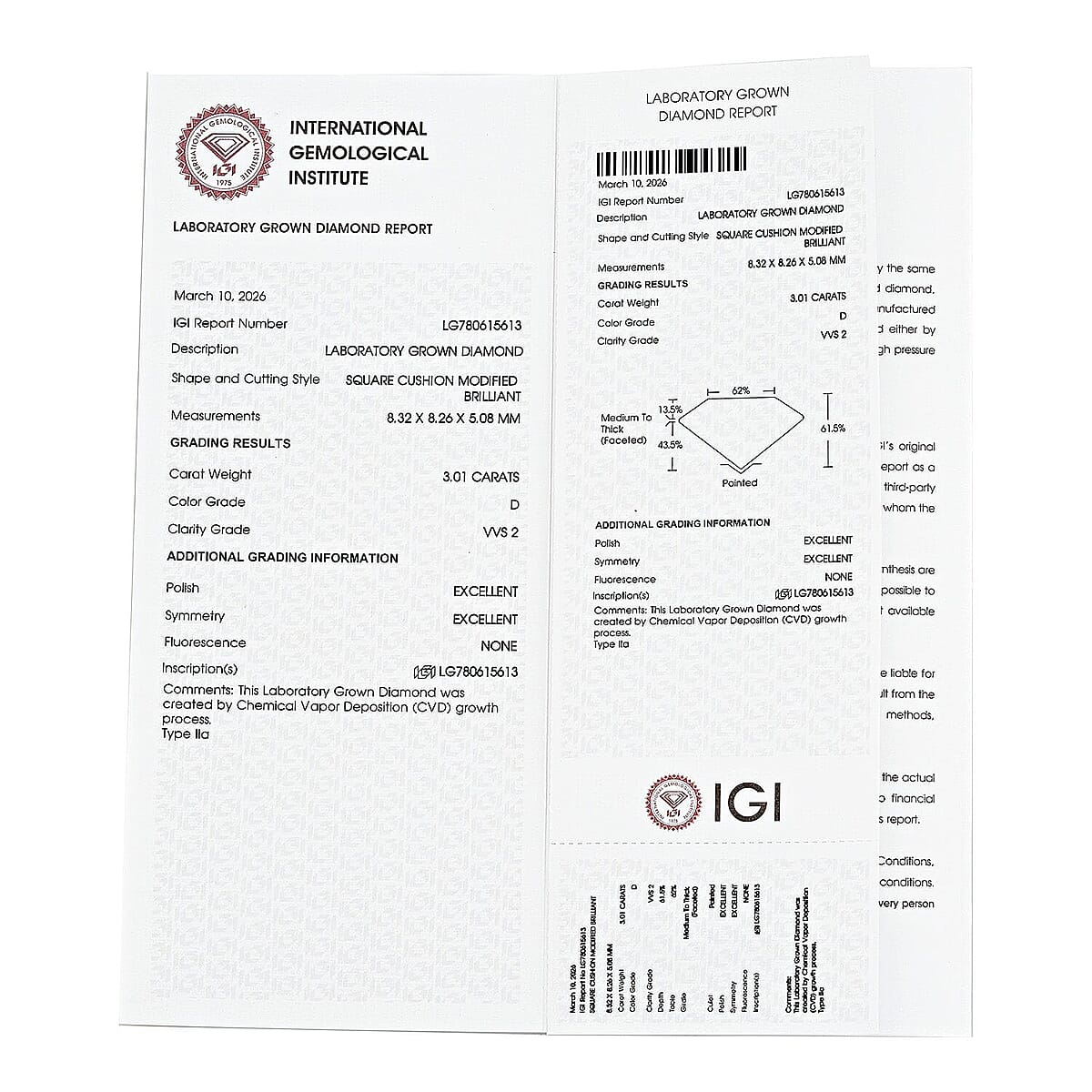 Luxuriant Lab Grown Diamond (Cush) (D, VVS2) 3.03 ctw image number 7
