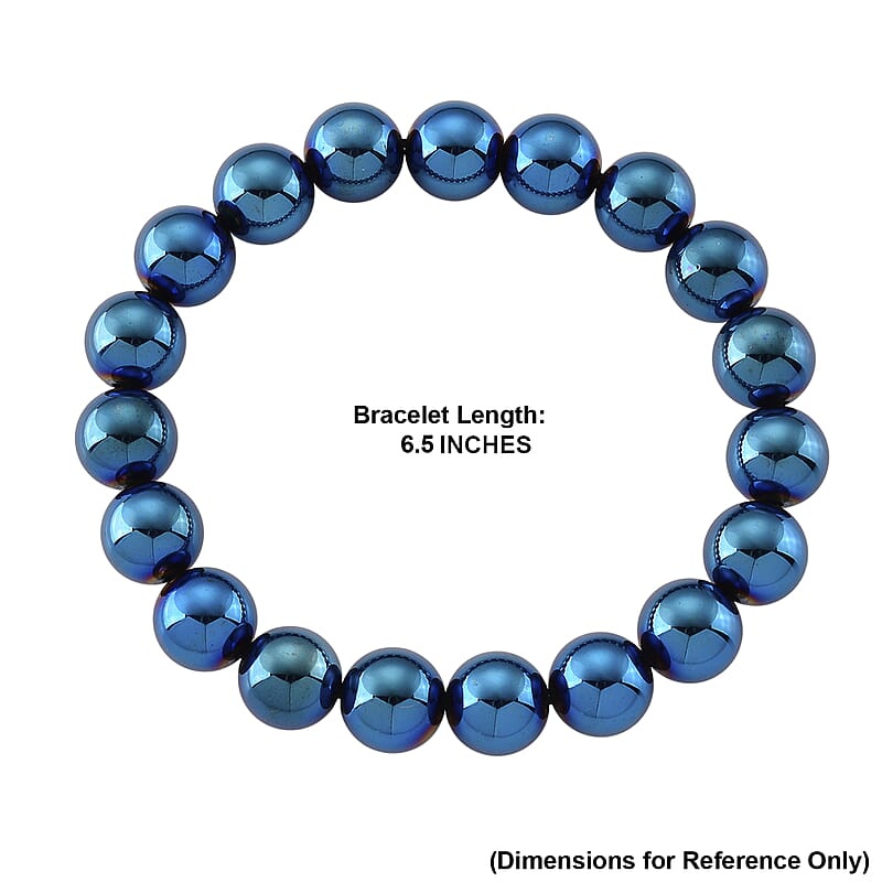 Blue Color Terahertz Beaded 120.00 ctw Stretch Bracelet