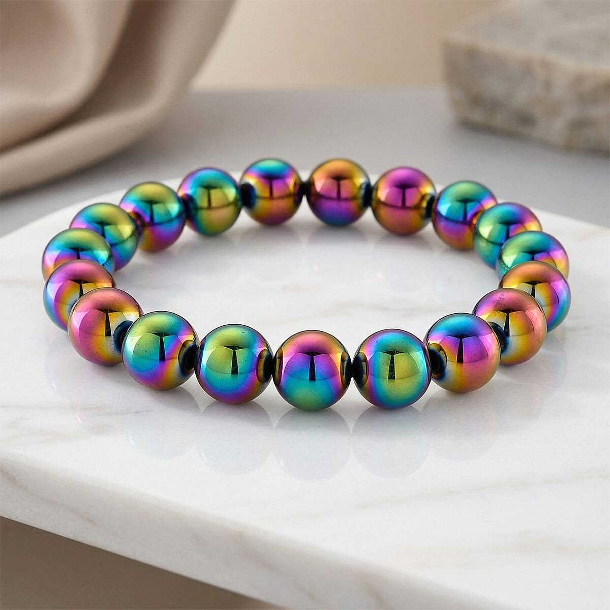Rainbow Color Terahertz 120.00 ctw Stretch Bracelet image number 1