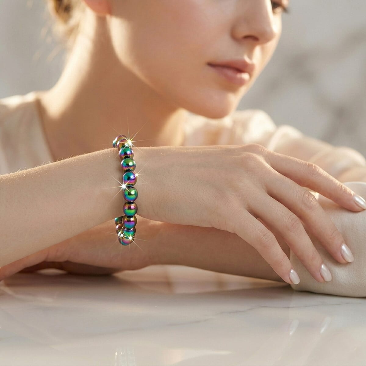Rainbow Color Terahertz 120.00 ctw Stretch Bracelet image number 2