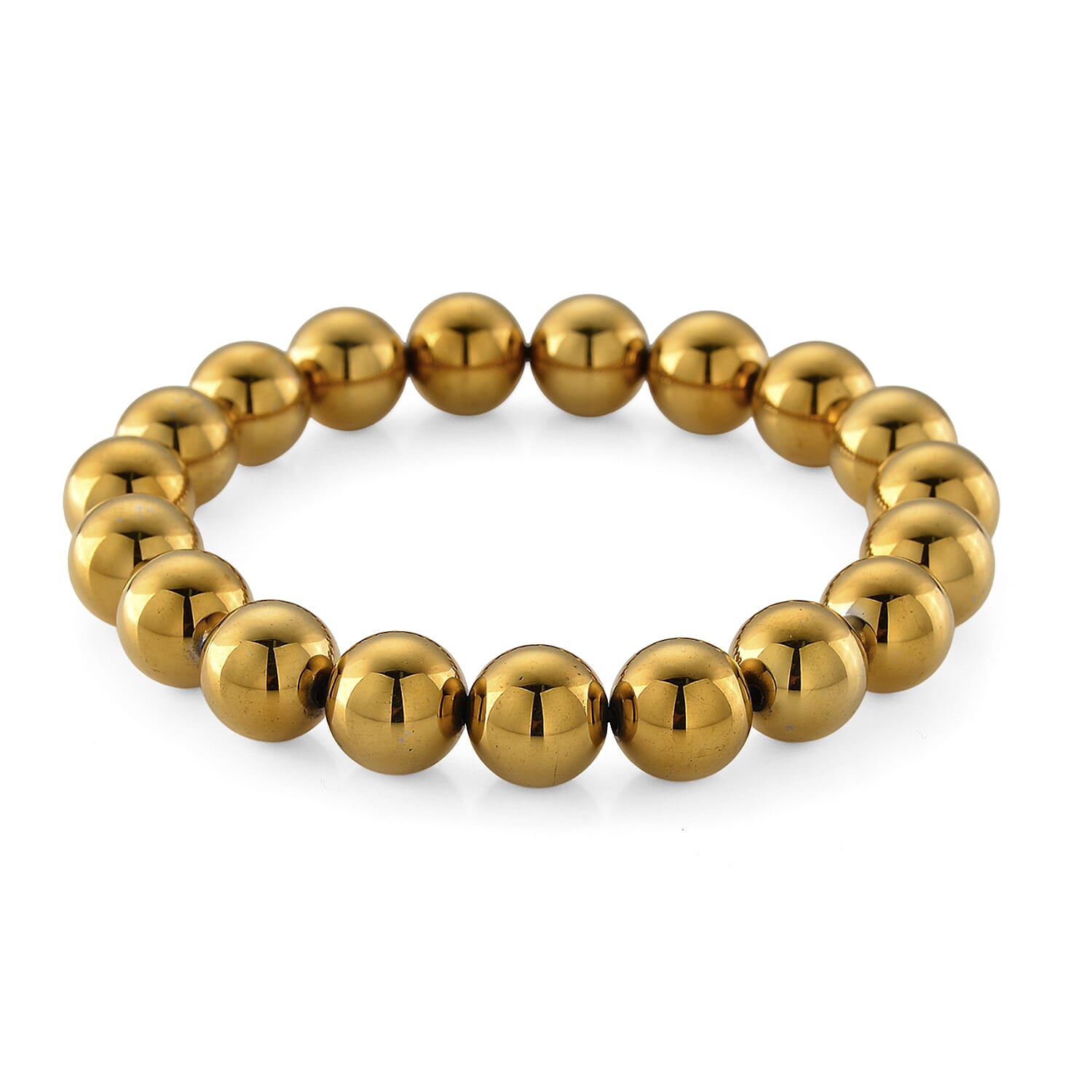 Golden Color Terahertz Beaded 120.00 ctw Stretch Bracelet