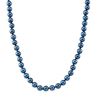 Blue Color Terahertz 290.00 ctw Beaded Necklace in Stainless Steel 20 Inches