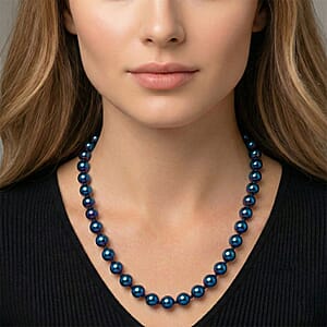 Blue Color Terahertz 290.00 ctw Beaded Necklace in Stainless Steel 20 Inches