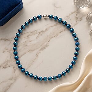 Blue Color Terahertz 290.00 ctw Beaded Necklace in Stainless Steel 20 Inches
