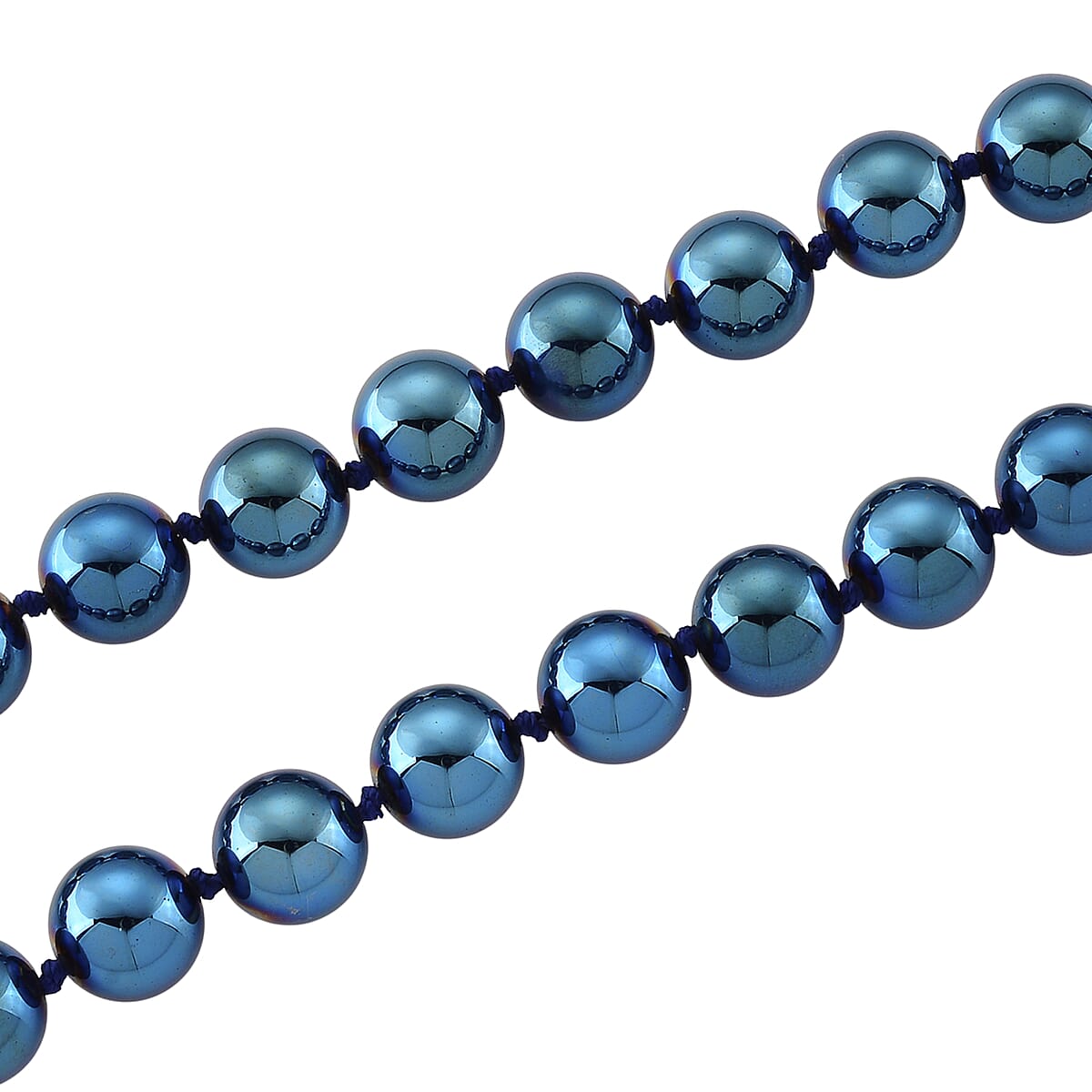 Blue Color Terahertz 290.00 ctw Beaded Necklace in Stainless Steel 20 Inches image number 3