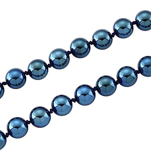Blue Color Terahertz 290.00 ctw Beaded Necklace in Stainless Steel 20 Inches