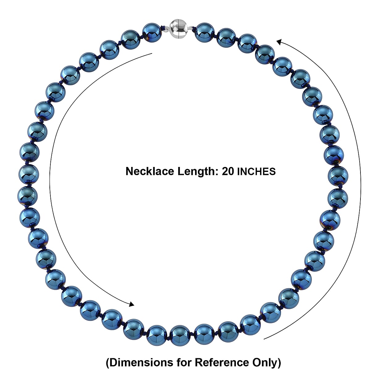 Blue Color Terahertz 290.00 ctw Beaded Necklace in Stainless Steel 20 Inches image number 5