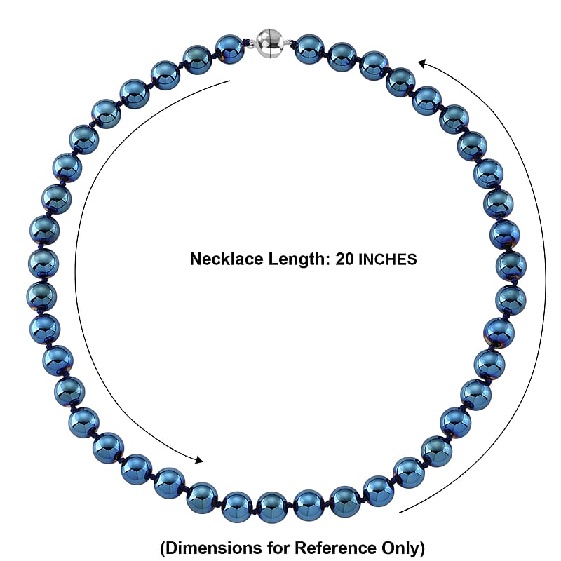 Blue Color Terahertz 290.00 ctw Beaded Necklace in Stainless Steel 20 Inches