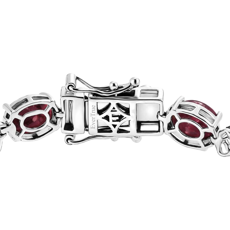 EverTrue Premium Norwegian Thulite and Orissa Rose Garnet 14.90 ctw Blooming Floral Bracelet in 18K YG Plated and Platinum Bond (6.50 In)