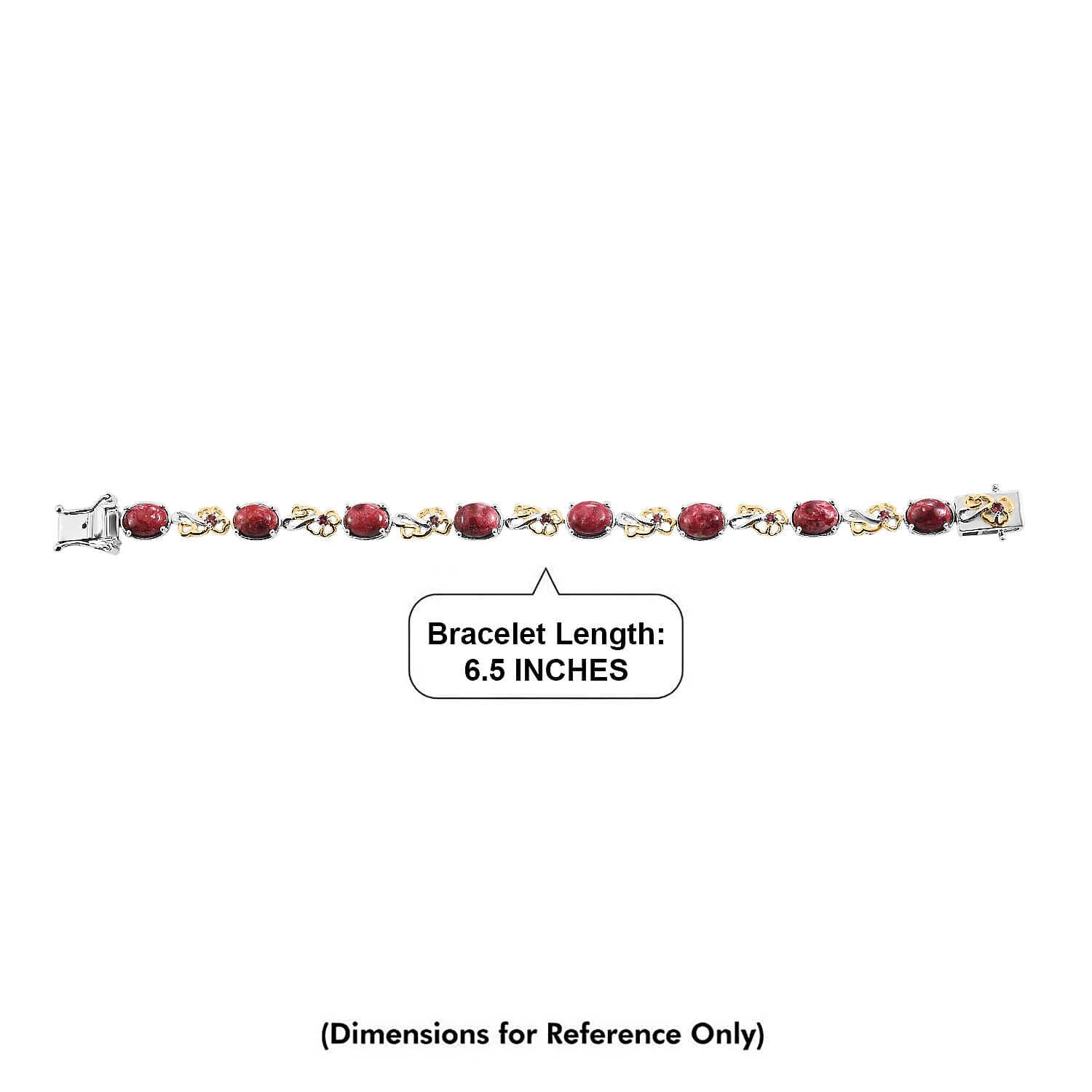 EverTrue Premium Norwegian Thulite and Orissa Rose Garnet 14.90 ctw Blooming Floral Bracelet in 18K YG Plated and Platinum Bond (6.50 In)