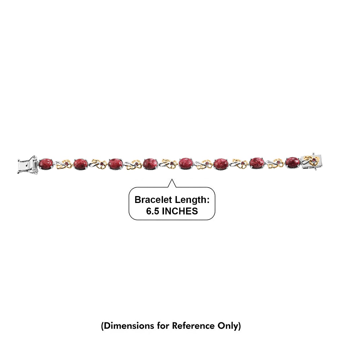 EverTrue Premium Norwegian Thulite and Orissa Rose Garnet 14.90 ctw Blooming Floral Bracelet in 18K YG Plated and Platinum Bond (6.50 In) image number 4